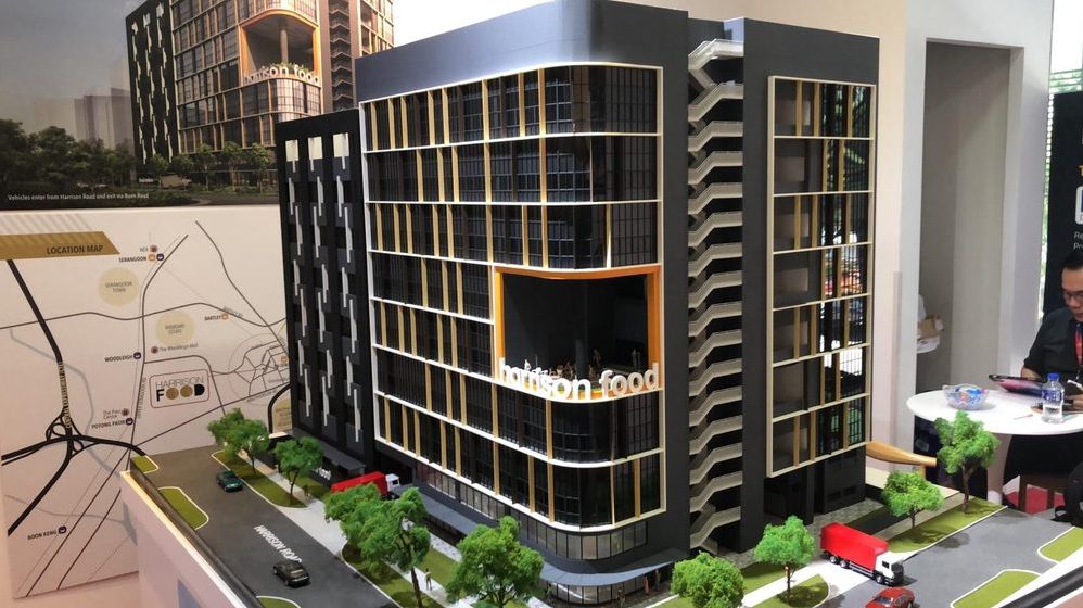 Harrison Food Building scale model on display at the sales gallery